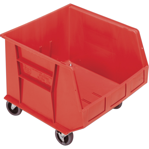 Mobile Bin, 14" H x 16-1/2" W x 18" D, 75 lbs. Capacity, Red Cam Industrial