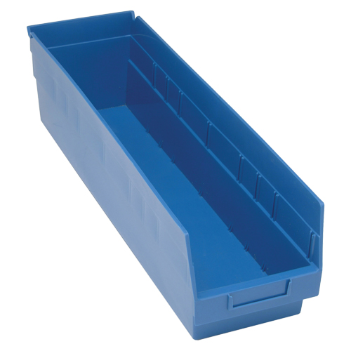Bacs en plastique pour &eacute;tag&egrave;res Store More, 6-5/8" la x 6" H x 23-5/8" p, Bleu, Capacit&eacute; 90 lb Cam Industrial