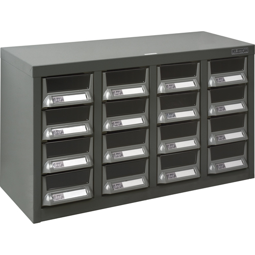 Casiers pour pi&egrave;ces KPC-400, Acier galvanis&eacute;, 16 tiroirs, 23-1/10" x 8-7/10" x 13-4/5", Gris Cam Industrial
