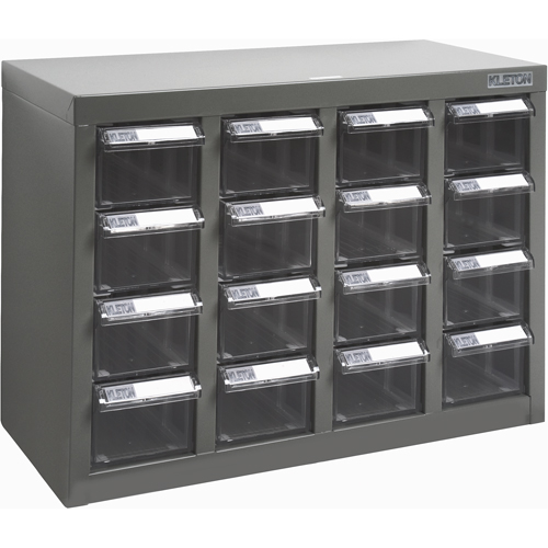 KPC-500 Parts Cabinet, Galvanized Steel, 16 Drawers, 18-3/10" x 8-7/10" x 13-4/5", Grey Cam Industrial