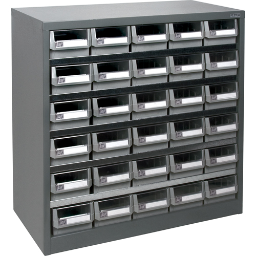 KPC-HD Heavy-Duty Parts Cabinet, Galvanized Steel, 30 Drawers, 34-3/5" x 15-7/10" x 34-3/5", Grey Cam Industrial