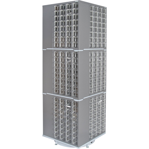 Heavy-Duty Industrial Carousel Drawer Cabinet, Steel, 384 Drawers, 27" W x 27" D x 80" H, Grey Cam Industrial
