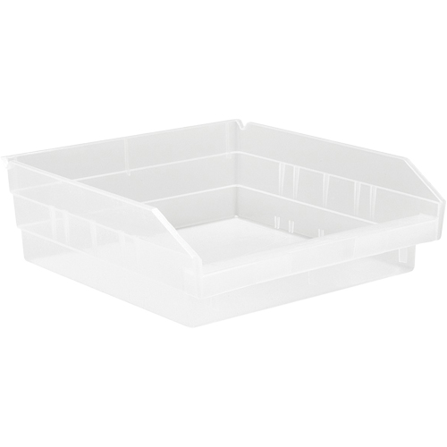 Bacs de rangement pour tablettes, 11-1/8" la x 4" H x 11-5/8" p, Transparent, Capacit&eacute; 30 lb Cam Industrial