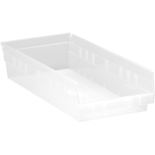 Bacs de rangement pour tablettes, 8-3/8" la x 4" H x 17-7/8" p, Transparent, Capacit&eacute; 40 lb Cam Industrial