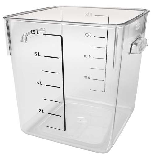 Contenant carr&eacute; &agrave; encombrement r&eacute;duit Rubbermaid, Plastique, Capacit&eacute; de 7,6 L, Transparent Cam Industrial