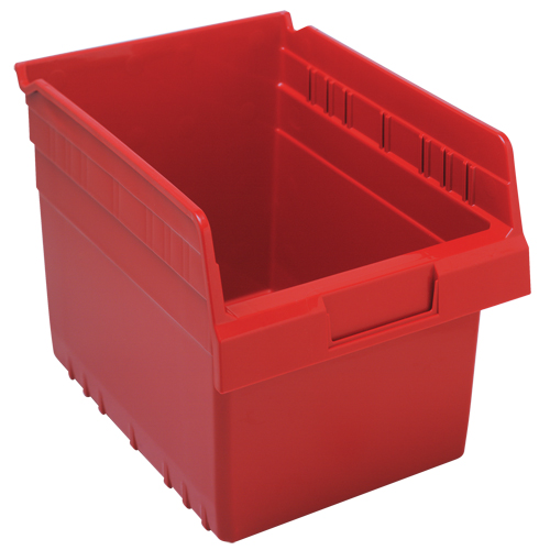 Store-Max Shelf Bins, 8-3/8" W x 8" H x 11-5/8" D, Red, 44 lbs. Capacity Cam Industrial