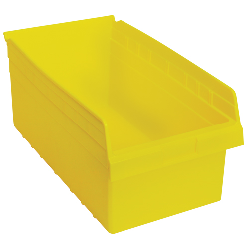 Store-Max Shelf Bins, 11-1/8" W x 8" H x 17-7/8" D, Yellow, 56 lbs. Capacity Cam Industrial