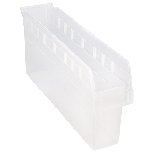 Store-Max Shelf Bins, 4-3/8" W x 8" H x 23-5/8" D, Clear, 68 lbs. Capacity Cam Industrial