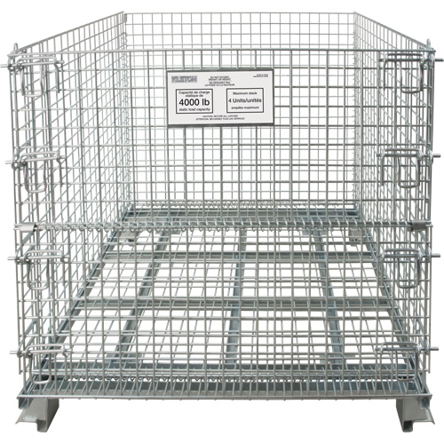 Collapsible Wire Container, 40" W x 48" D x 42" H, 4000 lbs. Capacity Cam Industrial
