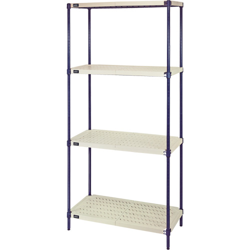&eacute;tag&egrave;re en fils m&eacute;talliques avec tablettes en plastique, Cadre en fils m&eacute;talliques avec tablettes en plastique, Sans boulons, Capacit&eacute; 600 lb, 30" la x 72" h x 18" p Cam Industrial
