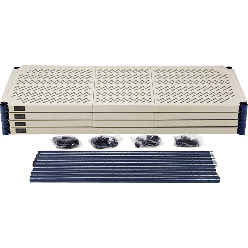 &eacute;tag&egrave;re en fils m&eacute;talliques avec tablettes en plastique, Cadre en fils m&eacute;talliques avec tablettes en plastique, Sans boulons, Capacit&eacute; 600 lb, 48" la x 72" h x 18" p Cam Industrial