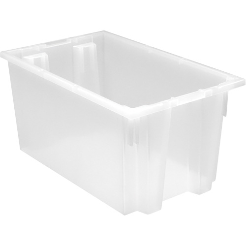 Heavy-Duty Stack & Nest Tote, 12" x 19.5" x 23.5", Clear Cam Industrial