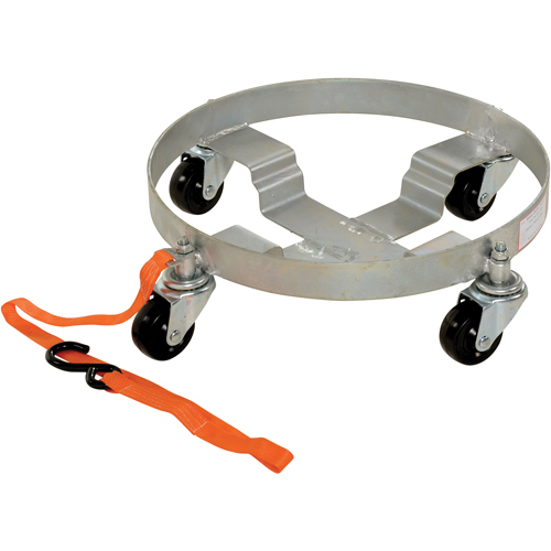 Multi-Tier Drum Dollies, Steel, 900 lbs. Capacity, 19" Diameter, Rubber Casters Cam Industrial