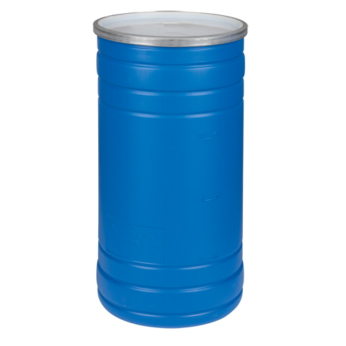 Polyethylene Drums, 15.5 US gal (12.91 imp. Gal.), Open Top, Blue Cam Industrial