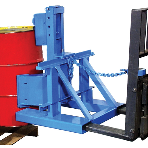 Manipulateur de barils MORSPEED 1500 pour chariot &eacute;l&eacute;vateur, Pour 55 gal. US (45 gal. imp.) Cam Industrial