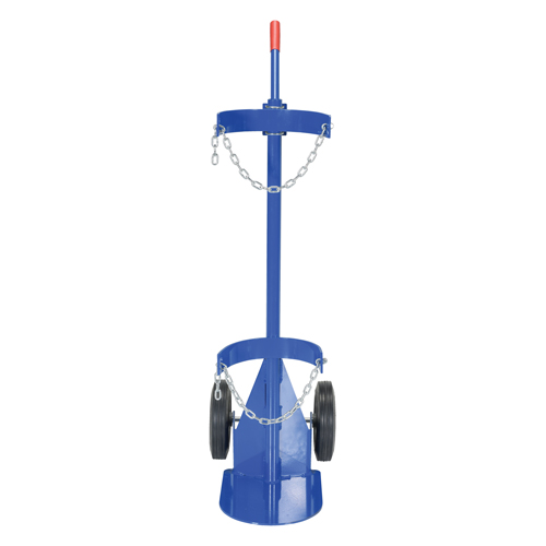 Gas Cylinder Cart, Rubber Wheels, 12" W x 15-1/2" L Base, 500 lbs. Cam Industrial