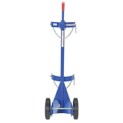Gas Cylinder Cart, Rubber Wheels, 12" W x 15-1/2" L Base, 500 lbs. Cam Industrial