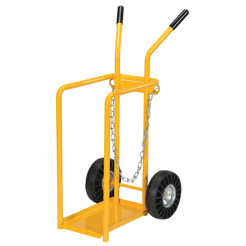 Gas Cylinder Cart, Mold-on Rubber Wheels, 9-13/16" W x 16" L Base, 150 lbs. Cam Industrial