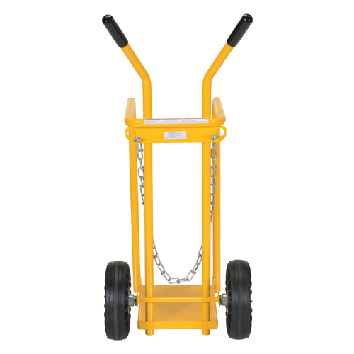 Gas Cylinder Cart, Mold-on Rubber Wheels, 9-13/16" W x 16" L Base, 150 lbs. Cam Industrial