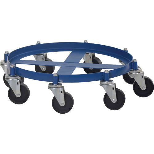 Octagon Drum Dolly, Steel, 2000 lbs. Capacity, 27-1/16" Diameter, Cast Iron Casters Cam Industrial