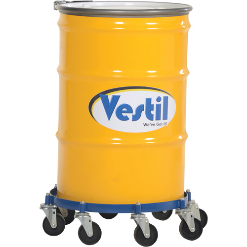 Octagon Drum Dolly, Steel, 2000 lbs. Capacity, 27-1/16" Diameter, Cast Iron Casters Cam Industrial