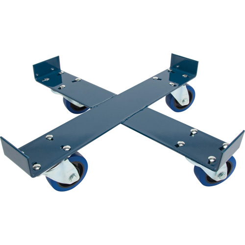 Drum Dolly, Steel, 1400 lbs. Capacity, 24" Diameter, Blue Elastic Casters Cam Industrial