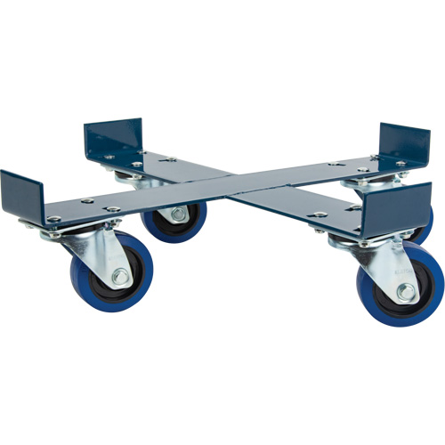 Drum Dolly, Steel, 1400 lbs. Capacity, 24" Diameter, Blue Elastic Casters Cam Industrial