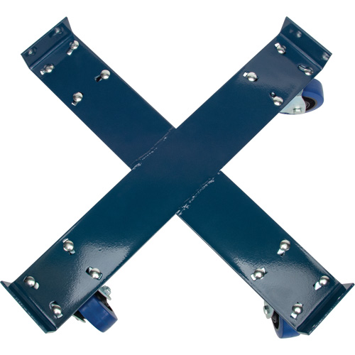 Drum Dolly, Steel, 1400 lbs. Capacity, 24" Diameter, Blue Elastic Casters Cam Industrial