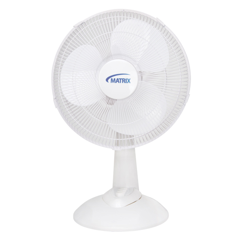 Oscillating Desk Fan with Push Buttons, 12" Diameter, 3 Speeds Cam Industrial