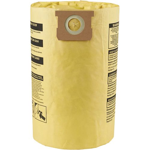 Sacs filtrants pour d&eacute;bris secs jetables &agrave; haute efficacit&eacute; de type J, 15 - 22 gal US Cam Industrial