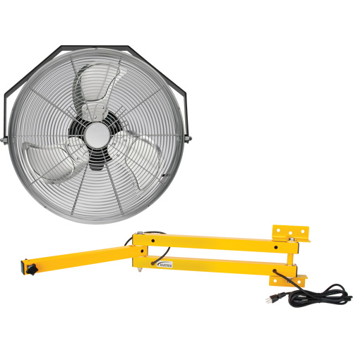 Industrial Workstation Fan Kit with Double Locking Arm, Industrial, 3 Speed, 18" Diameter Cam Industrial