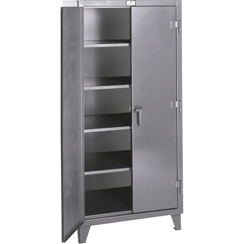 Rough & Tough Storage Cabinets, Steel, 4 Shelves, 72" H x 60" W x 24" D, Grey Cam Industrial