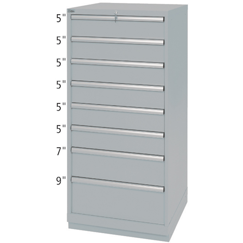 Armoires de rangement avec tiroirs, 8 tiroirs, 28-1/4" la x 28-1/2" p x 59-1/2" h, Gris Cam Industrial