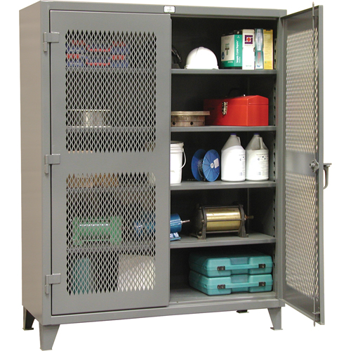 Heavy-Duty Ventilated Storage Cabinets, 4 Shelves, 72" H x 48" W x 24" D, Steel, Grey Cam Industrial