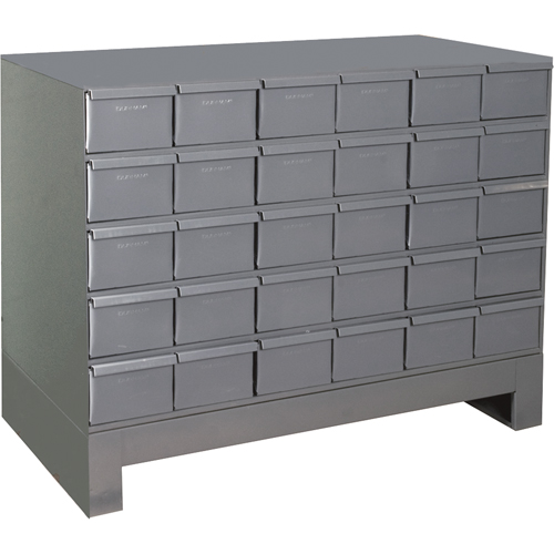 Industrial Drawer Cabinets With Base, 30 Drawers, 34-1/8" W x 12-1/4" D x 26-7/8" H, Grey Cam Industrial