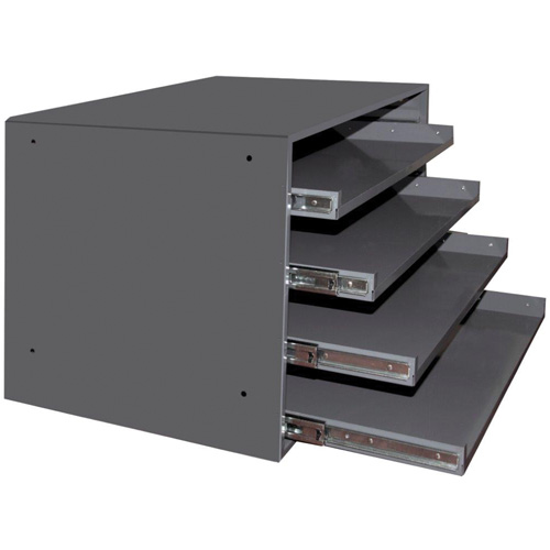 Compartment Box Cabinets, Steel, 4 Slots, 20" W x 15-3/4" D x 15" H, Grey Cam Industrial