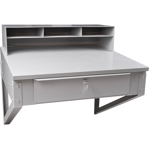 Wall-Mounted Shop Desk, 34-1/2" W x 28" D x 31" H, Grey Cam Industrial