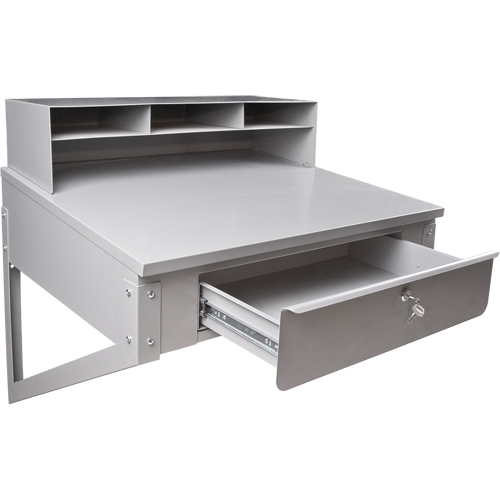 Wall-Mounted Shop Desk, 34-1/2" W x 28" D x 31" H, Grey Cam Industrial