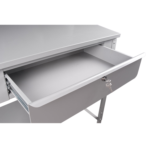 Open Floor Style Shop Desk, 34-1/2" W x 30" D x 53" H, Grey Cam Industrial