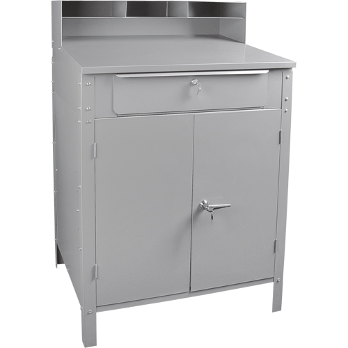 Cabinet Style Shop Desk, 34-1/2" W x 30" D x 53" H, Grey Cam Industrial