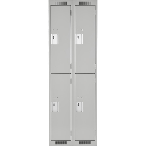 Clean Line Lockers, 2 -tier, Bank of 2, 24" x 18" x 72", Steel, Grey, Rivet (Assembled) Cam Industrial