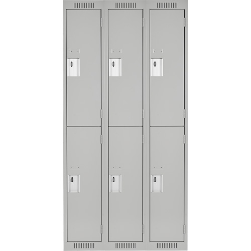 Clean Line Lockers, 2 -tier, Bank of 3, 36" x 18" x 72", Steel, Grey, Rivet (Assembled) Cam Industrial