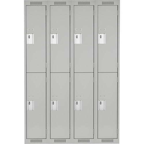 Clean Line Lockers, 2 -tier, Bank of 4, 48" x 18" x 72", Steel, Grey, Rivet (Assembled) Cam Industrial