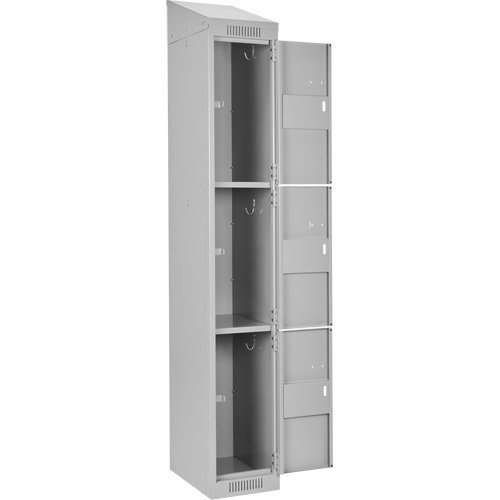 Clean Line Lockers, 3 -tier, Bank of 4, 48" x 18" x 78", Steel, Grey, Rivet (Assembled) Cam Industrial