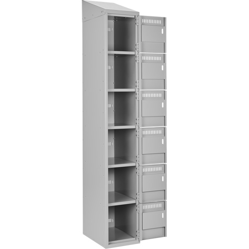Clean Line Lockerette , 6 -tier, Bank of 4, 48" x 18" x 78", Steel, Grey, Rivet (Assembled) Cam Industrial