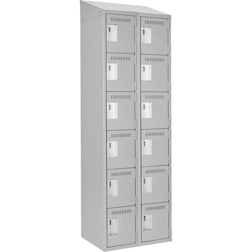 Clean Line Lockerette , 6 -tier, Bank of 2, 24" x 18" x 78", Steel, Grey, Rivet (Assembled) Cam Industrial
