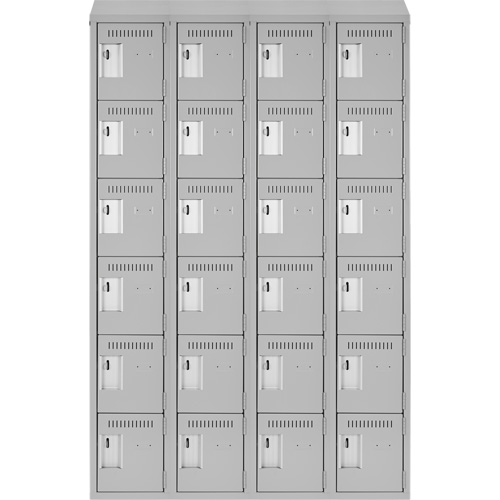 Clean Line Lockerette , 6 -tier, Bank of 4, 48" x 18" x 78", Steel, Grey, Rivet (Assembled) Cam Industrial