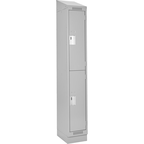 Clean Line Lockers, 2 -tier, 12" x 18" x 82", Steel, Grey, Rivet (Assembled) Cam Industrial