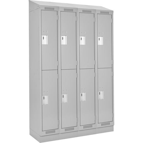 Clean Line Lockers, 2 -tier, Bank of 4, 48" x 18" x 82", Steel, Grey, Rivet (Assembled) Cam Industrial
