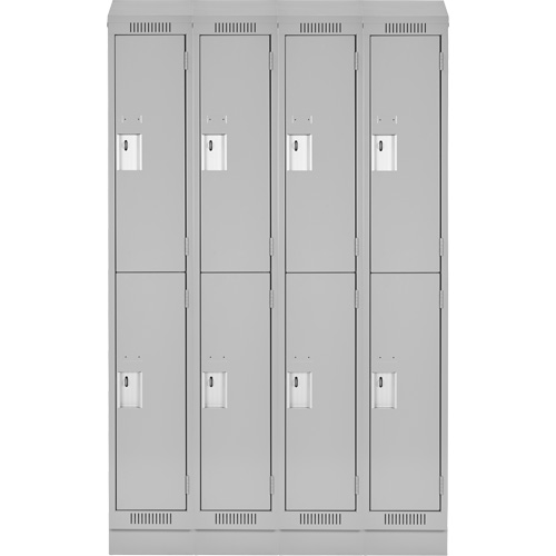 Clean Line Lockers, 2 -tier, Bank of 4, 48" x 18" x 82", Steel, Grey, Rivet (Assembled) Cam Industrial